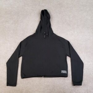 PINK Victoria's‎ Secret Hoodie Womens Small Black Cropped Drawstring Pullover